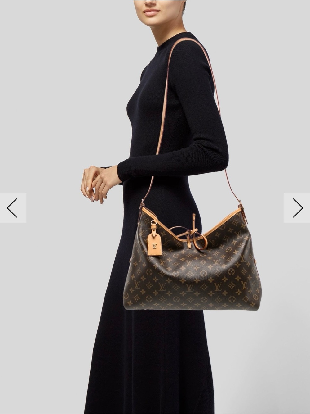 Monogram Canvas Shoulder Tote with Tan Trim and Burgundy Interior (large size)